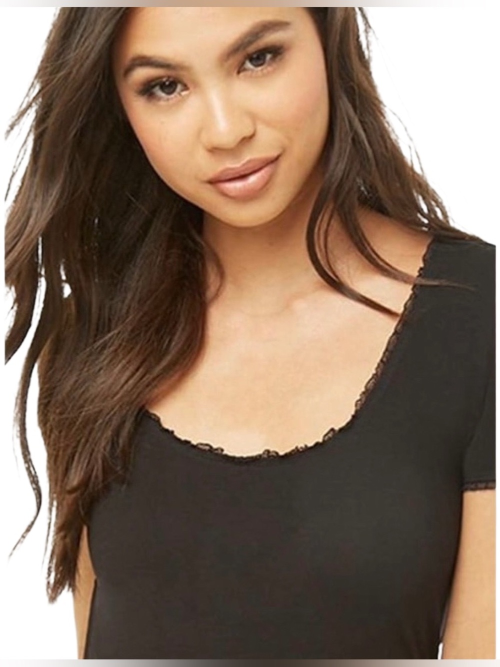 FOREVER 21+ LACE TRIM TOP - BLACK SIZE 2X (NEW WITH TAGS) A16